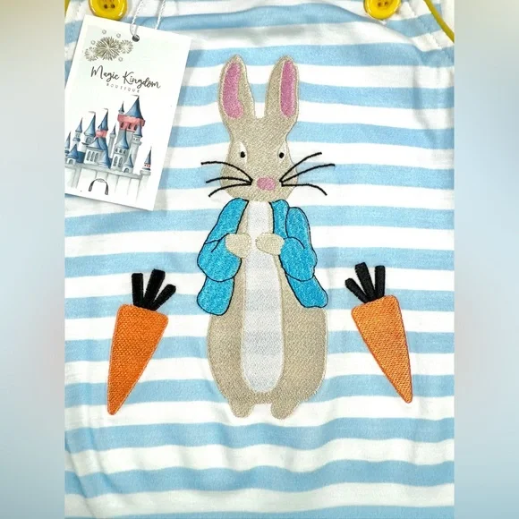 NWT MAGIC KINGDOM BOUTIQUE Toddler Peter‎ Rabbit Striped Romper Playsuit Size 3T - Picture 5 of 10